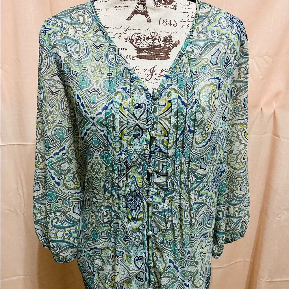 Women's Liz Claiborne Sheer Paisley Blouse XL